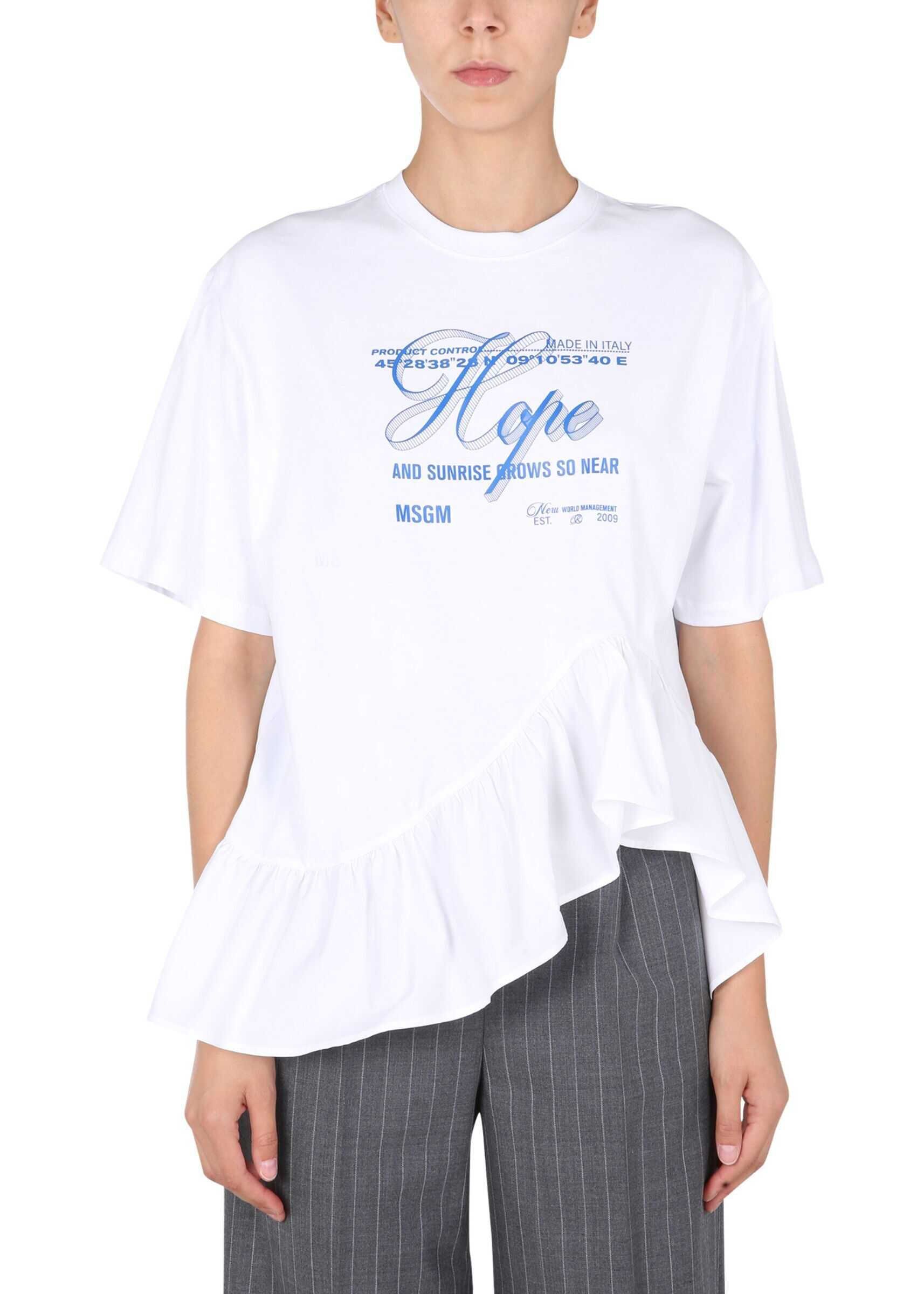 MSGM T-Shirt With Ruches 3141MDM94_21779801 WHITE