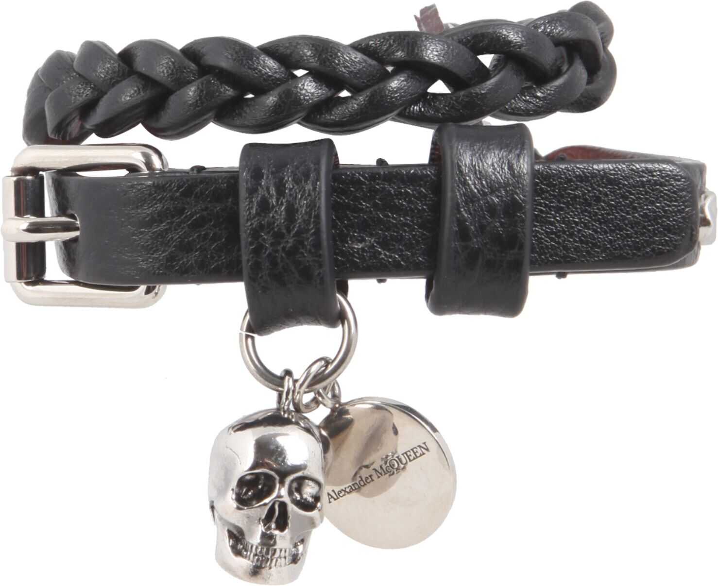 Alexander McQueen Leather Bracelet 554466_1ACRY1000 BLACK