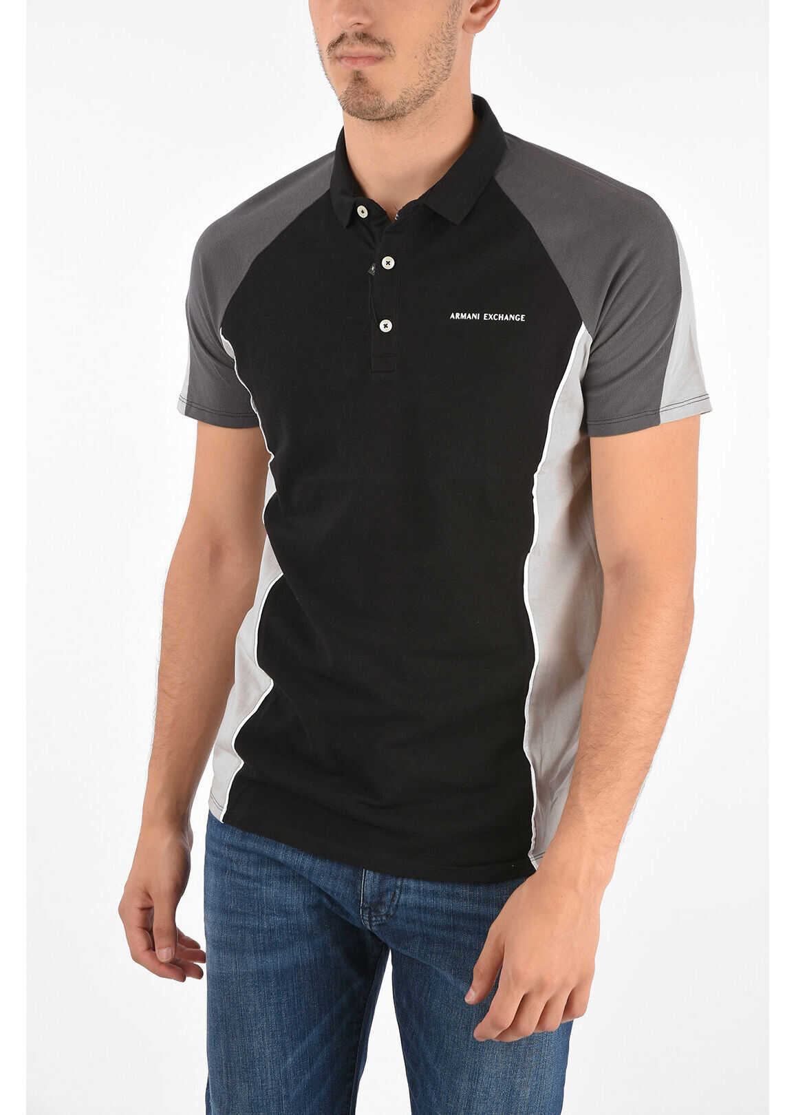 Armani Armani Exchange Piquè Cotton 3 Button Polo Shirt Black