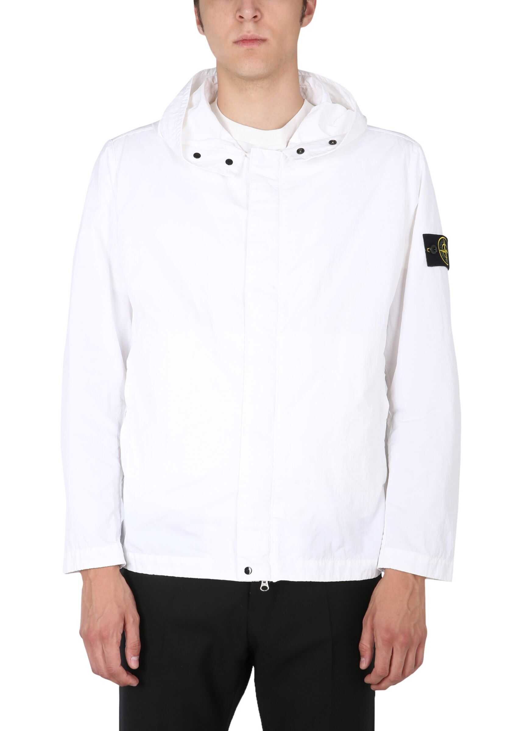 Stone Island Jacket With Hooded Logo Patch 741543333_V0001 WHITE