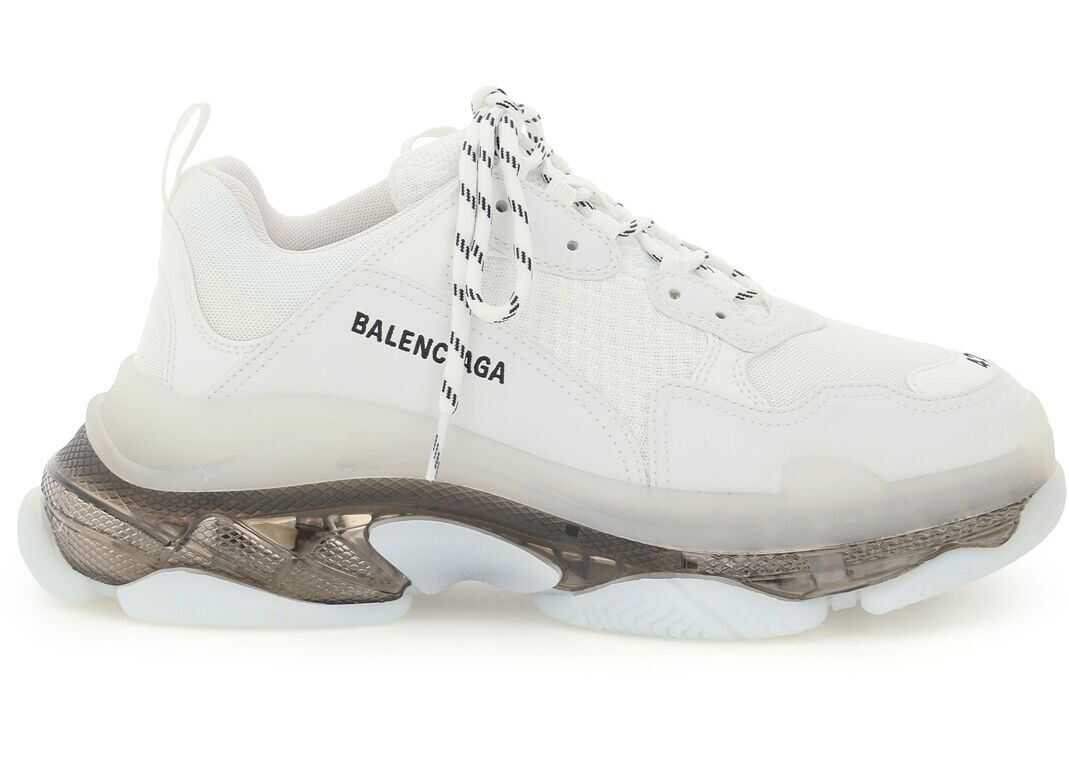 Balenciaga Triple S Clear Sole Sneakers 541624 W2FR2 WHITE BLK TRASPARENT