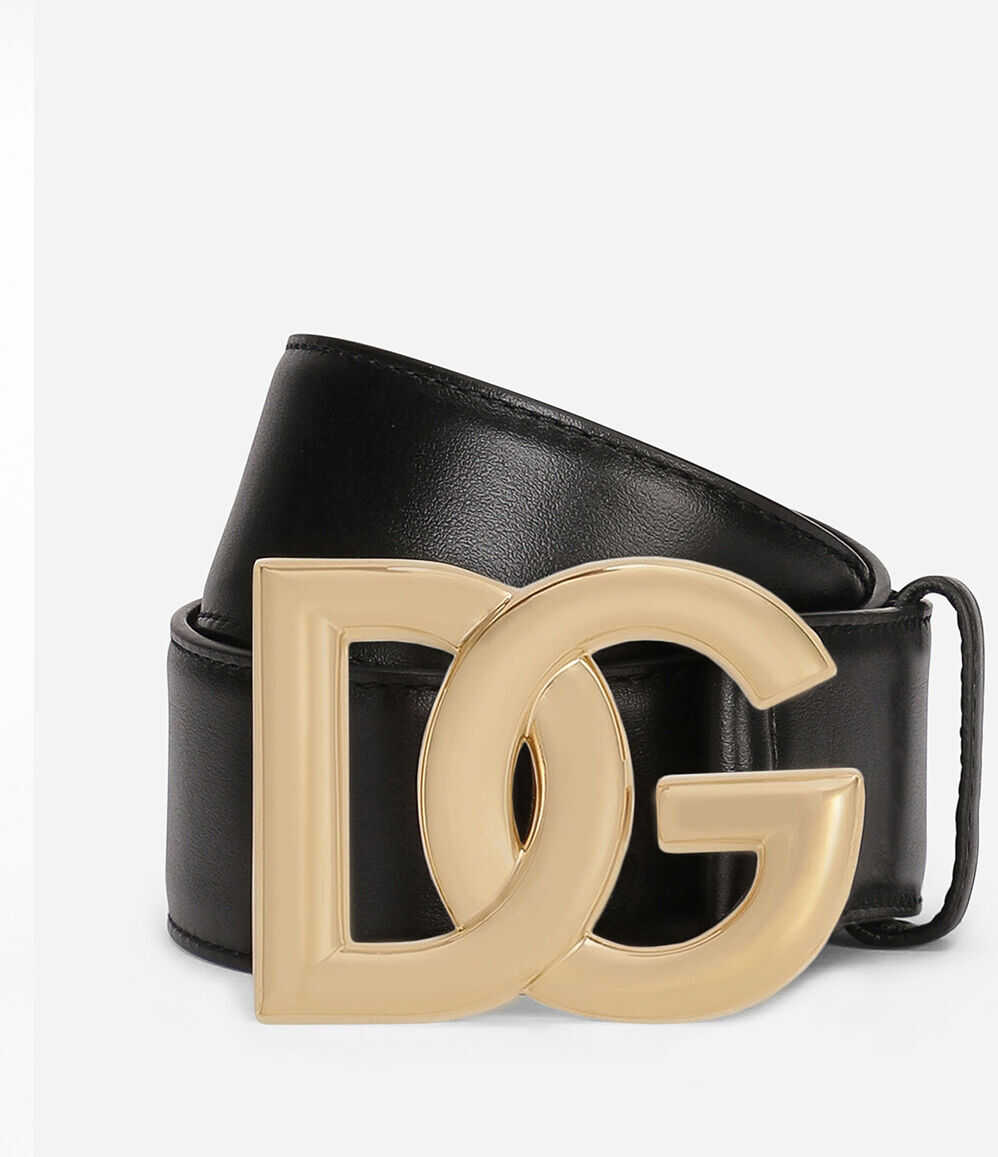 Dolce & Gabbana Leather Belt With Dg Logo BE1446 AW070 Black