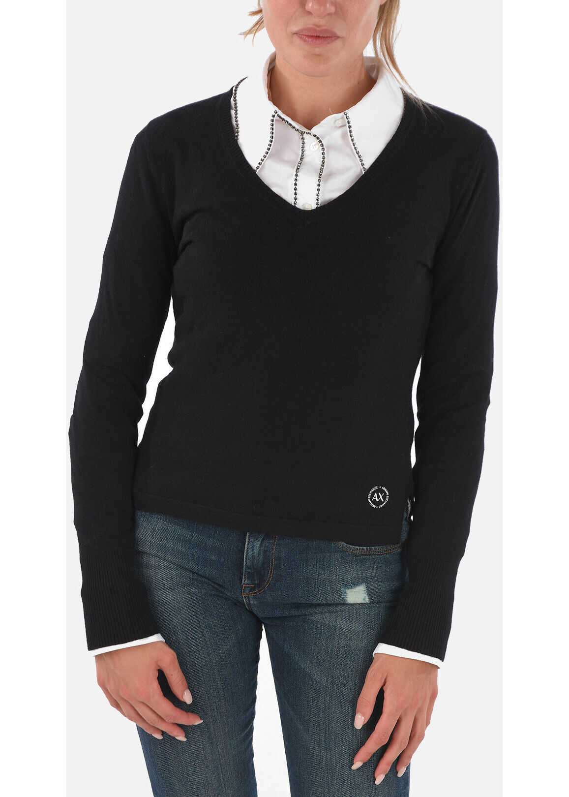 Armani Armani Exchange Cotton V-Neck Sweater Black