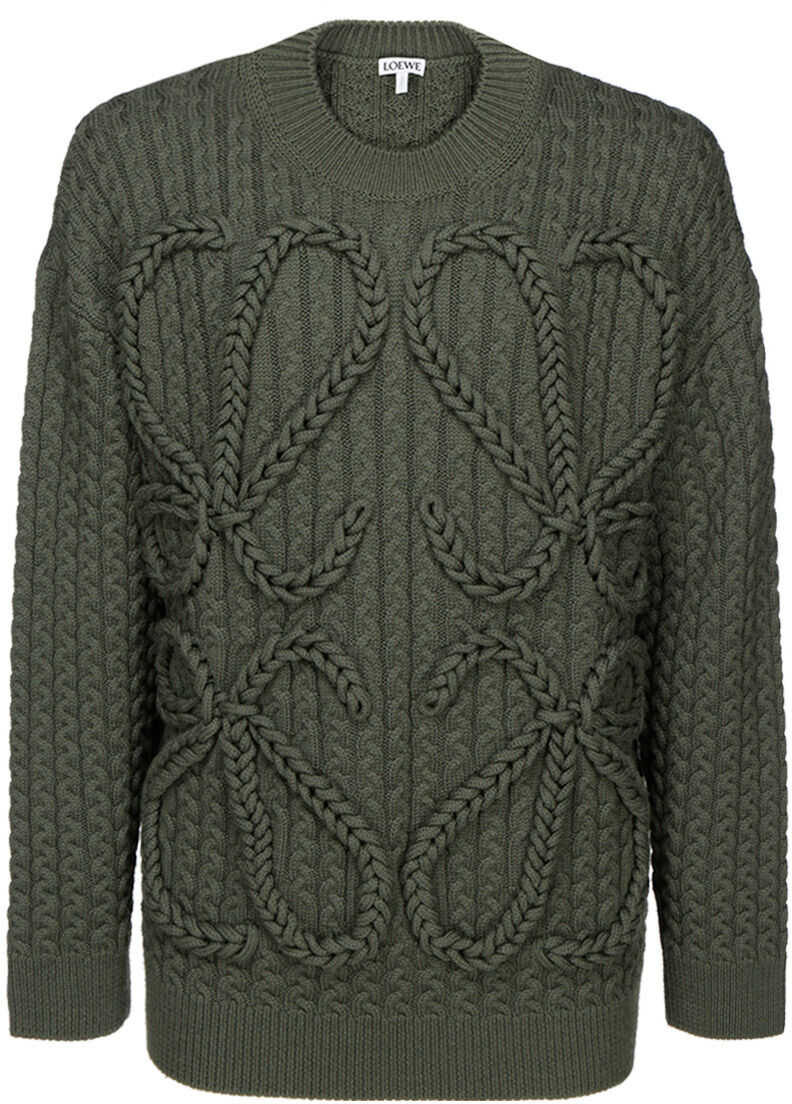 Loewe Cable Sweater H526Y14K83 KHAKI GREEN