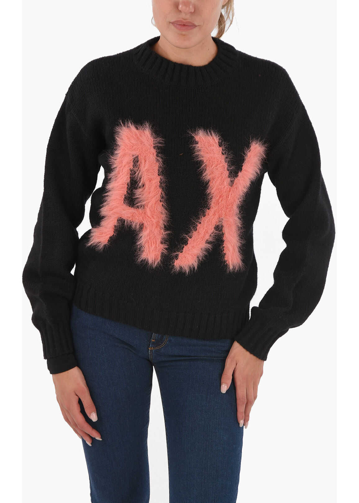 Armani Armani Exchange Cable Knit Turtleneck Sweater Black