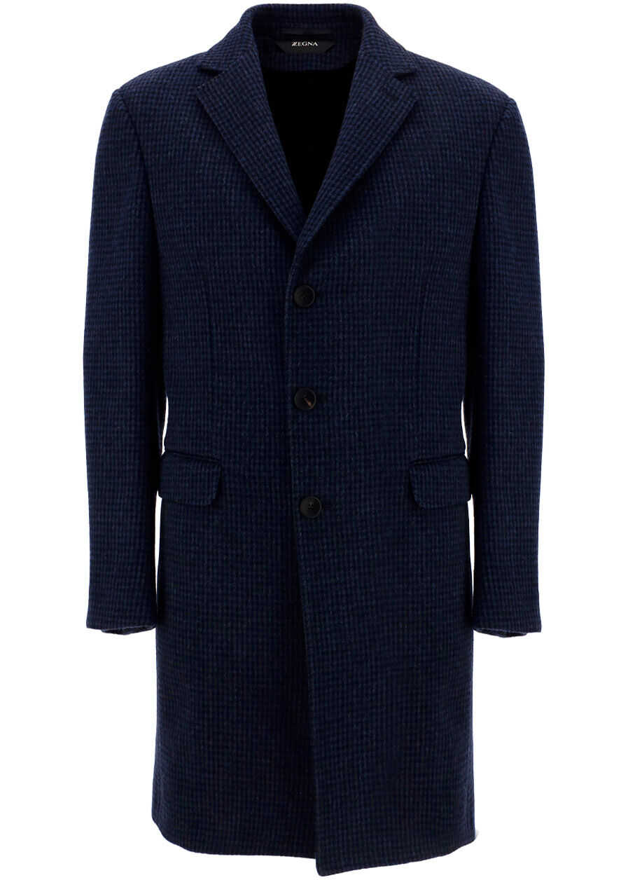Z Zegna Coat 2897714DSEG0 BLUE NAVY QUADRO