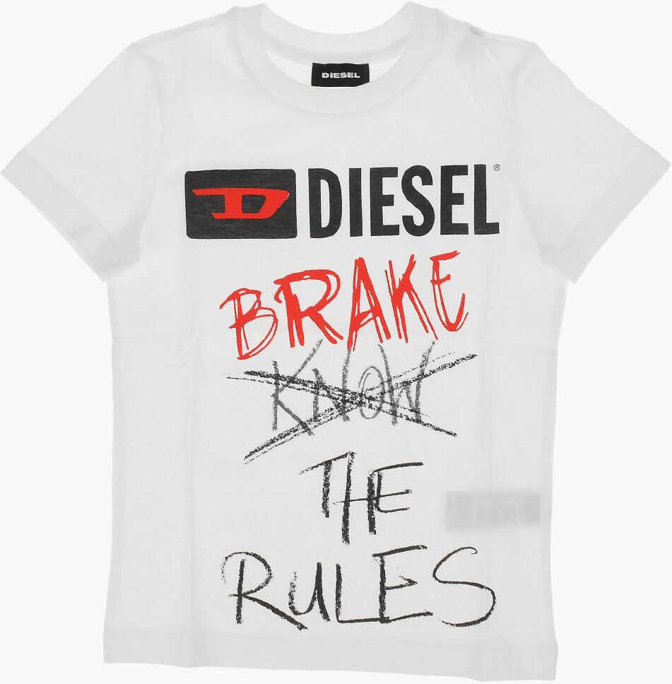 Diesel Kids Printed Tever 7 Crew-Neck T-Shirt White