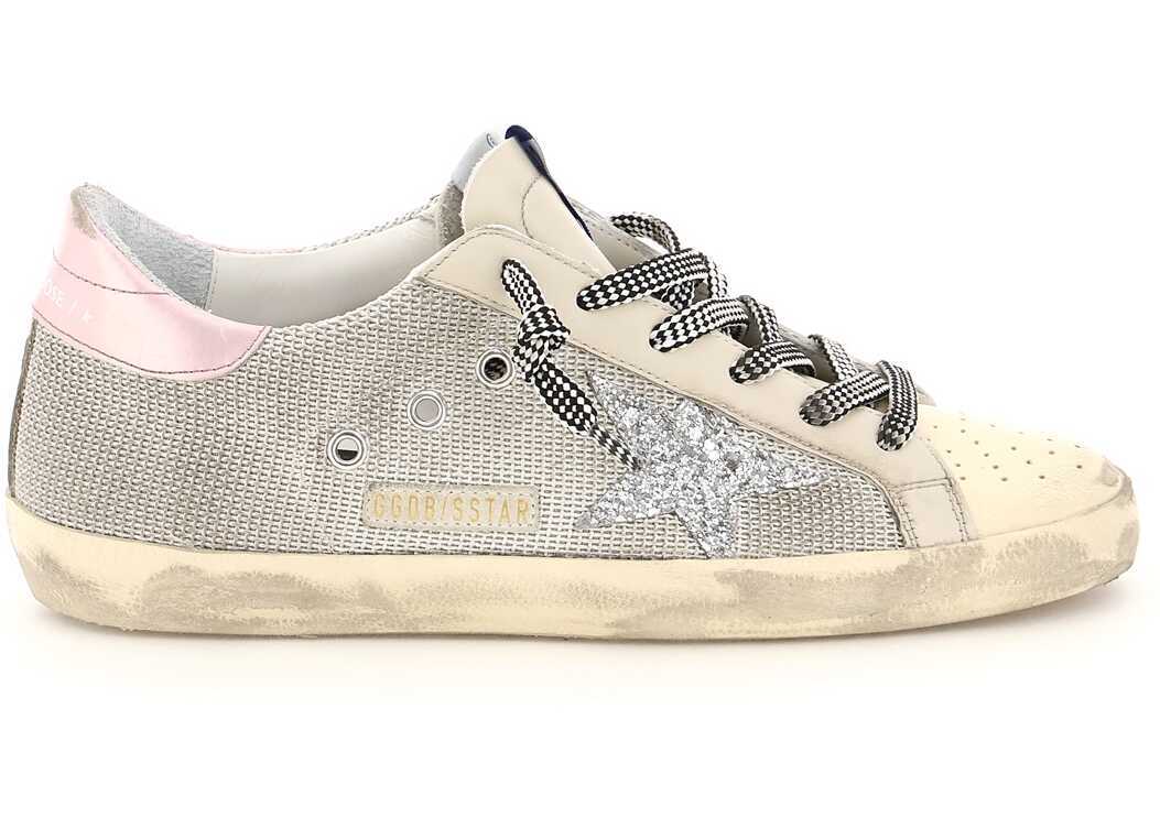 Golden Goose Mesh And Leather Super-Star Sneakers GWF00101 F001611 SILVER CREAM MILK PLATINUM