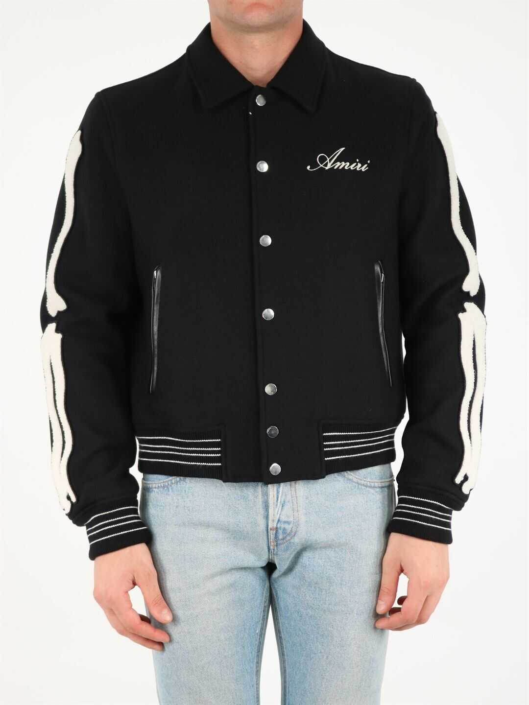 AMIRI Bones Varsity Jacket MOS002 Black