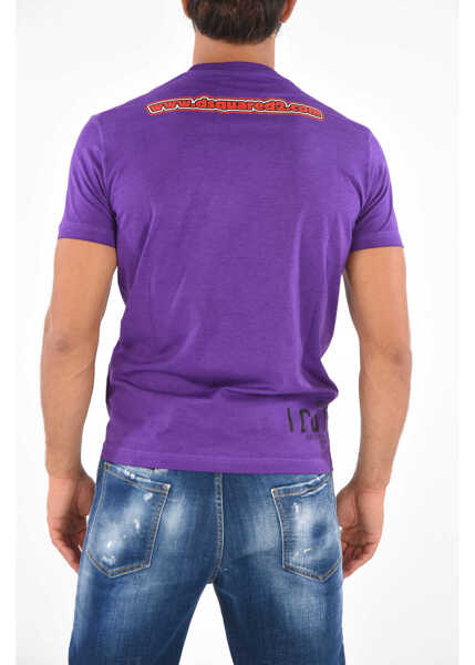 Tricouri DSQUARED2 Icon Cotton The Open 24 Hrs T-Shirt Violet Barbati (BM 8527980) 2