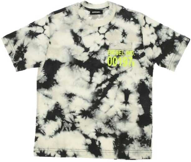 Diesel Kids Tie Dye Effect Tjustj23 T-Shirt Black & White