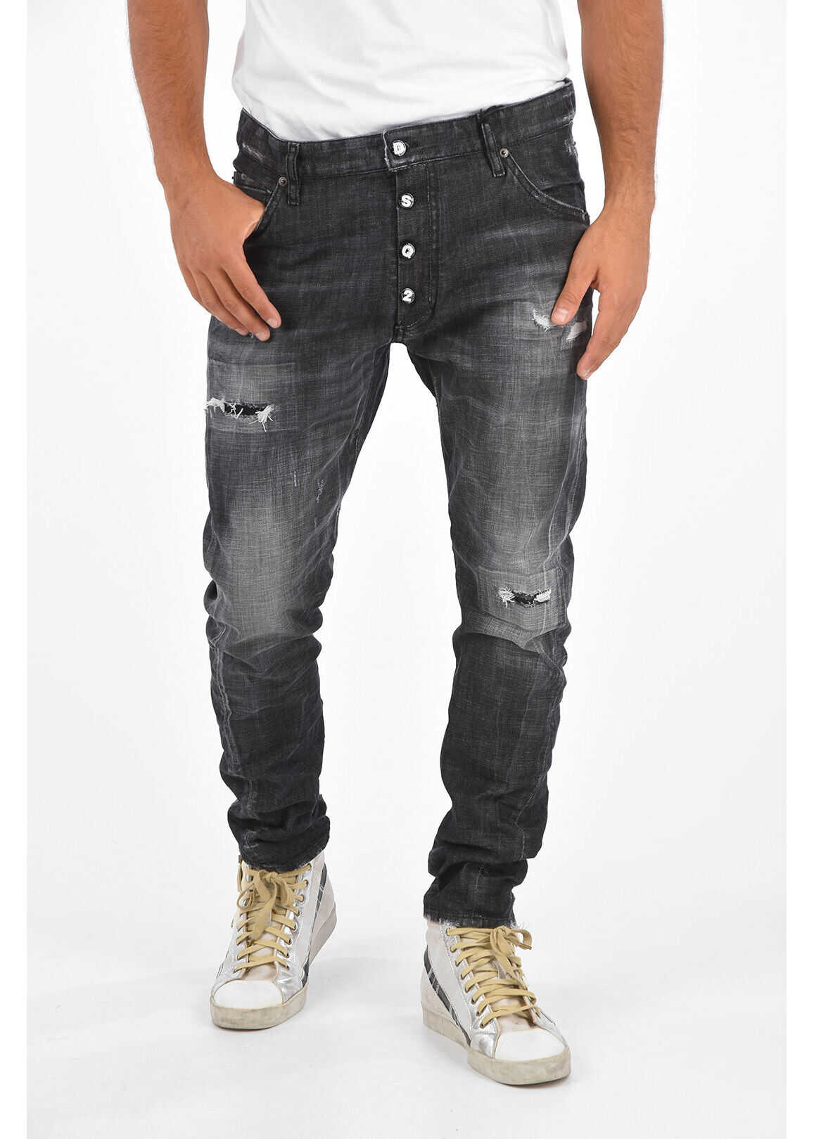 DSQUARED2 Washed-Out Classic Kenny Jeans 17 Cm Black