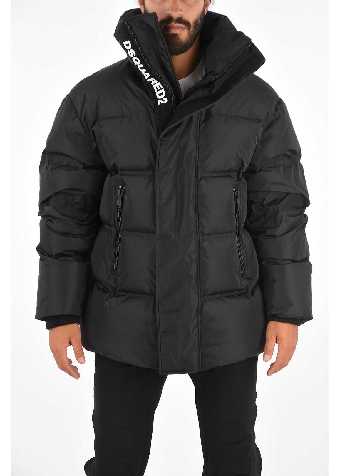 DSQUARED2 Born To Be A Fighter Removable Hood Canadian Heritage Down J Black