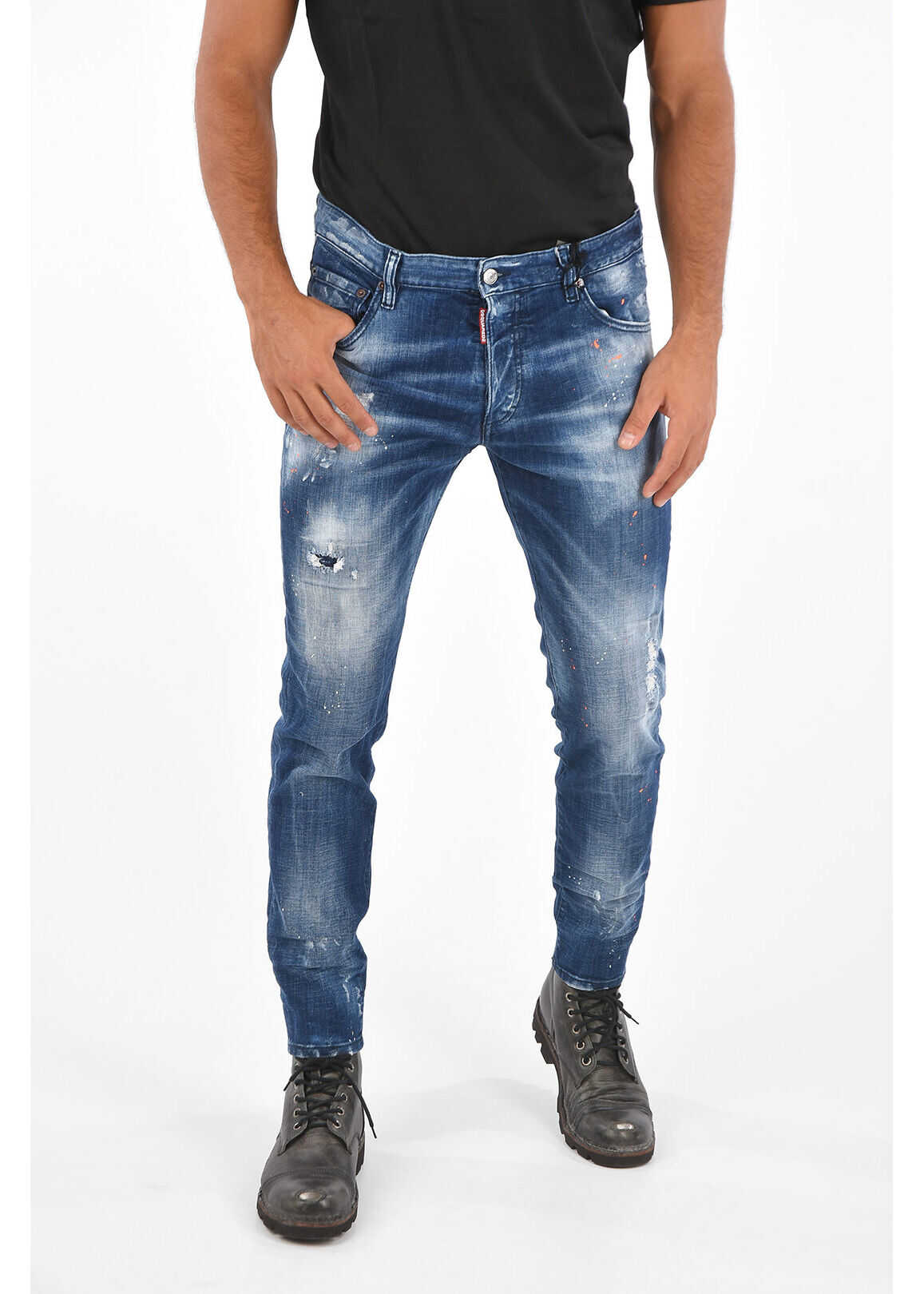 DSQUARED2 Cropped Skinny Dan Jeans 16 Cm Blue