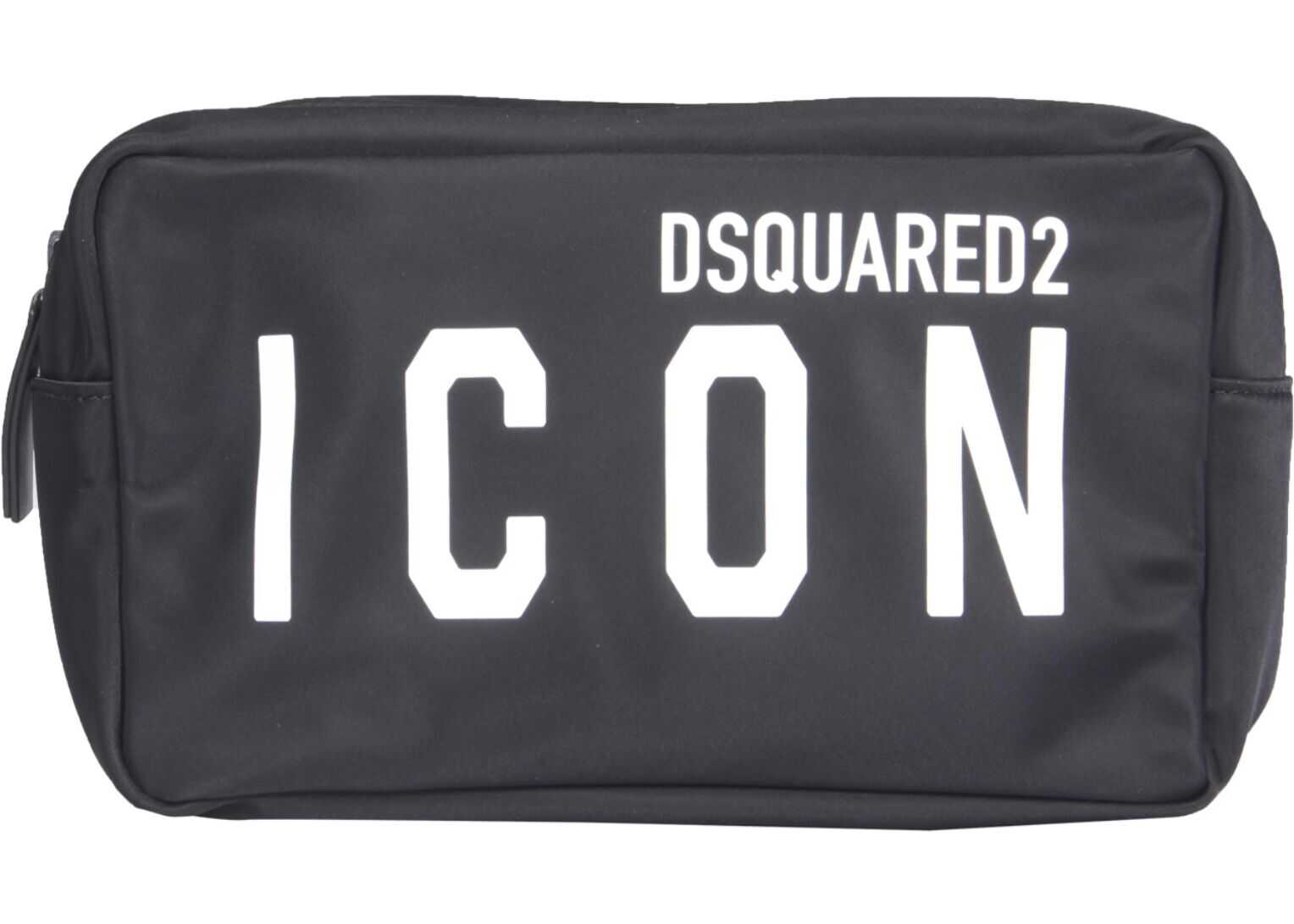 DSQUARED2 Beauty Pouch With Icon Print BYM0015_11703199M063 BLACK