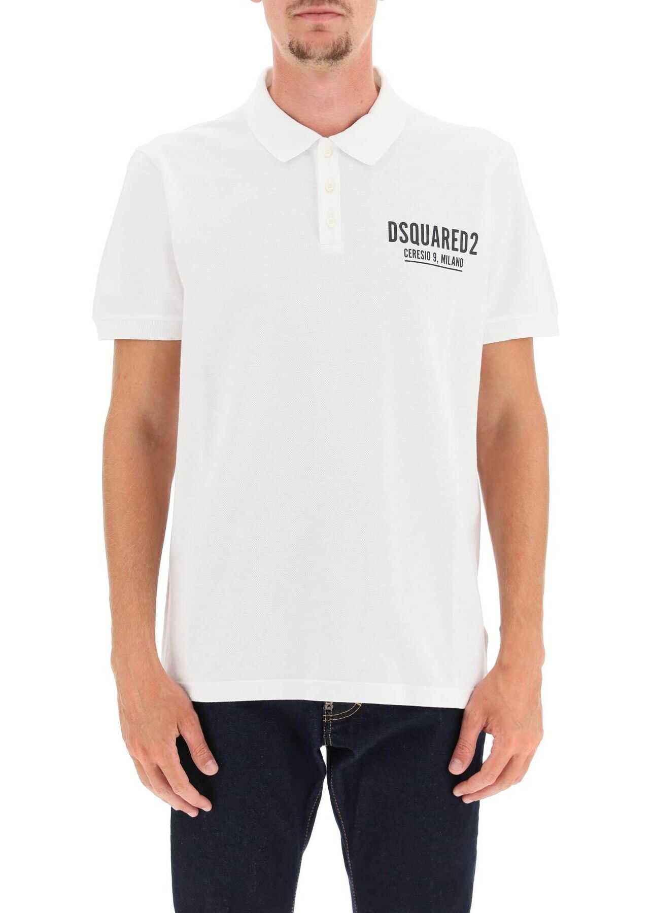 DSQUARED2 Polo Shirt With \'Ceresio 9\' Print S71GL0035 S22743 WHITE