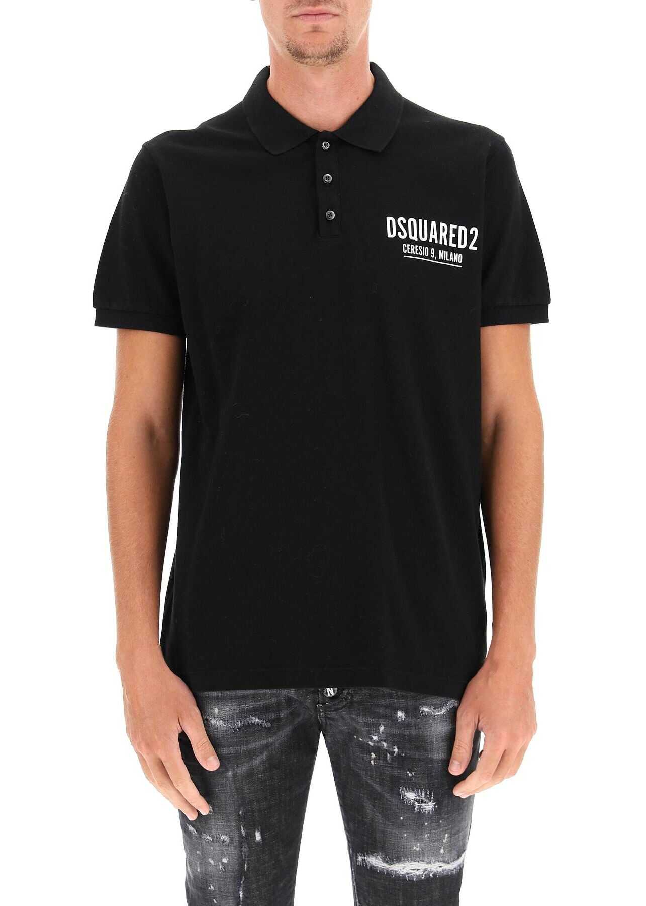 DSQUARED2 Polo Shirt With \'Ceresio 9\' Print S71GL0035 S22743 BLACK