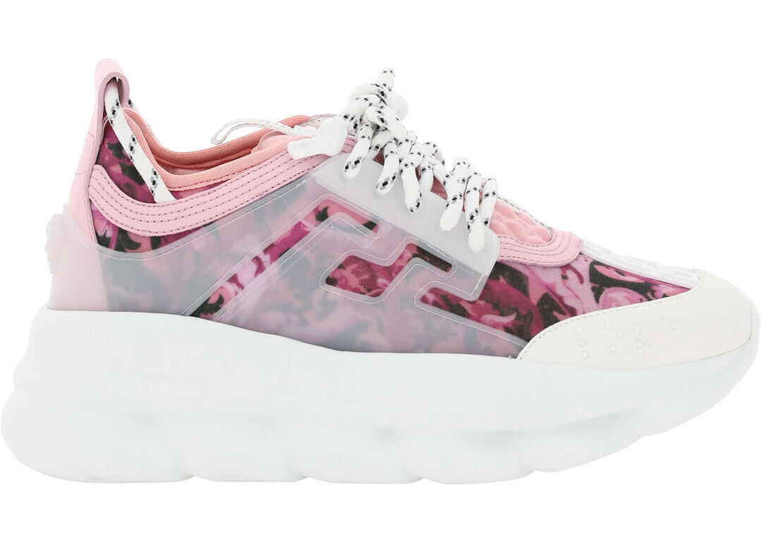 Versace Chain Reaction Sneakers DSR705G 1A01340 WHITE PALE PINK MULTI