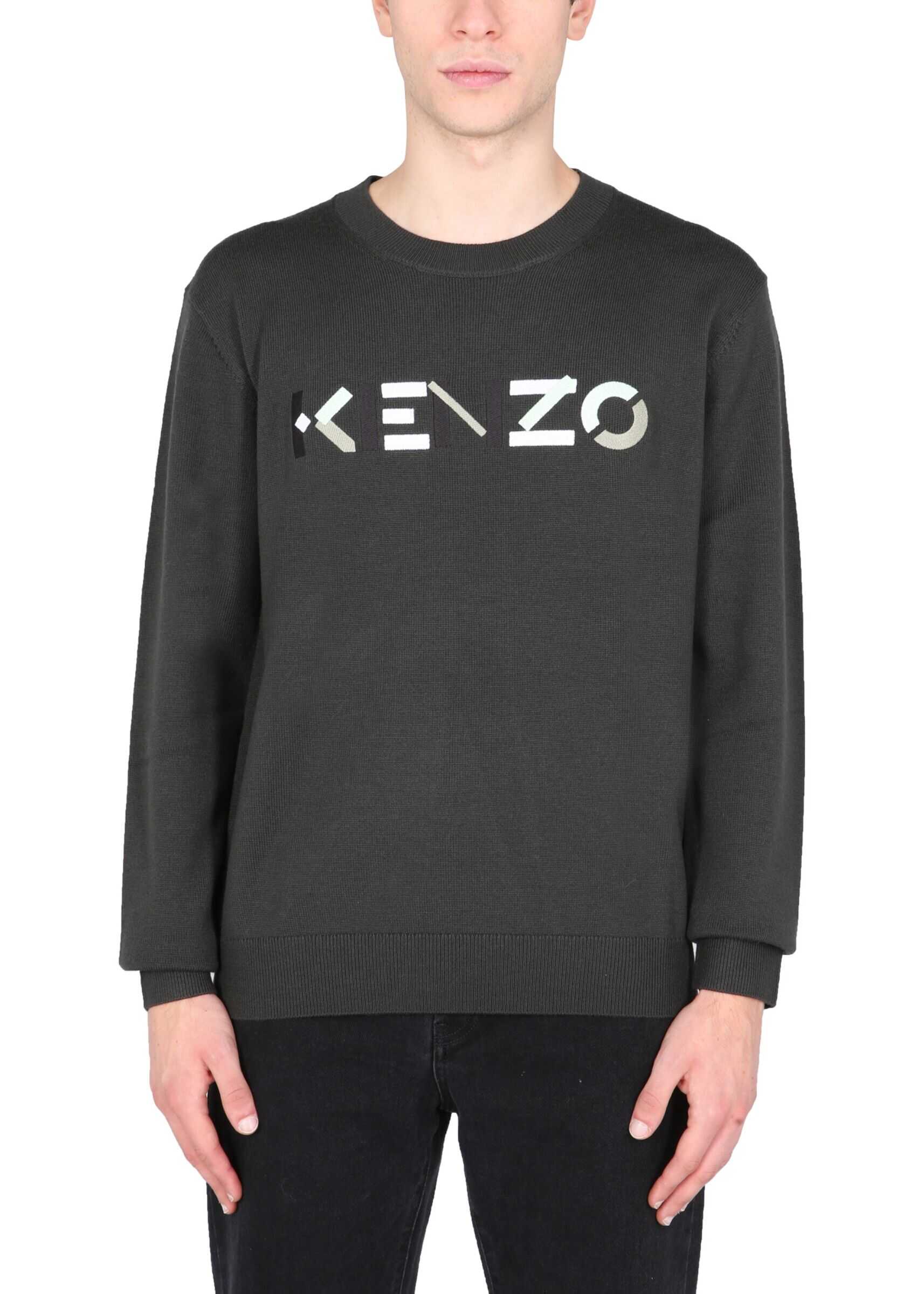 Kenzo Sweater With Multicolour Logo FB65PU639_3LA97 GREY