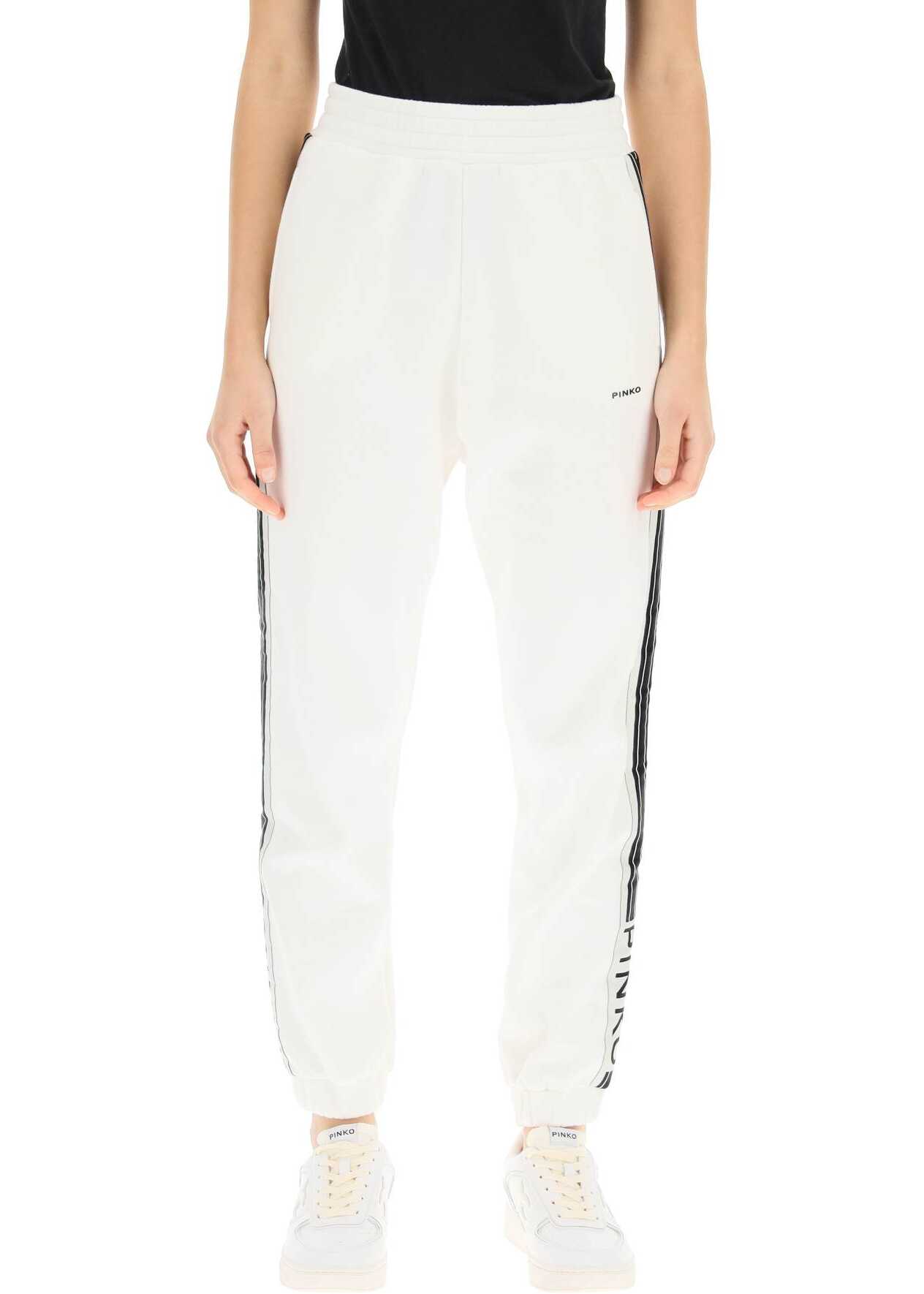 Pinko Sweatpants With Logo Bands 1G16VU Y7JP BIANCO BIANCANEVE