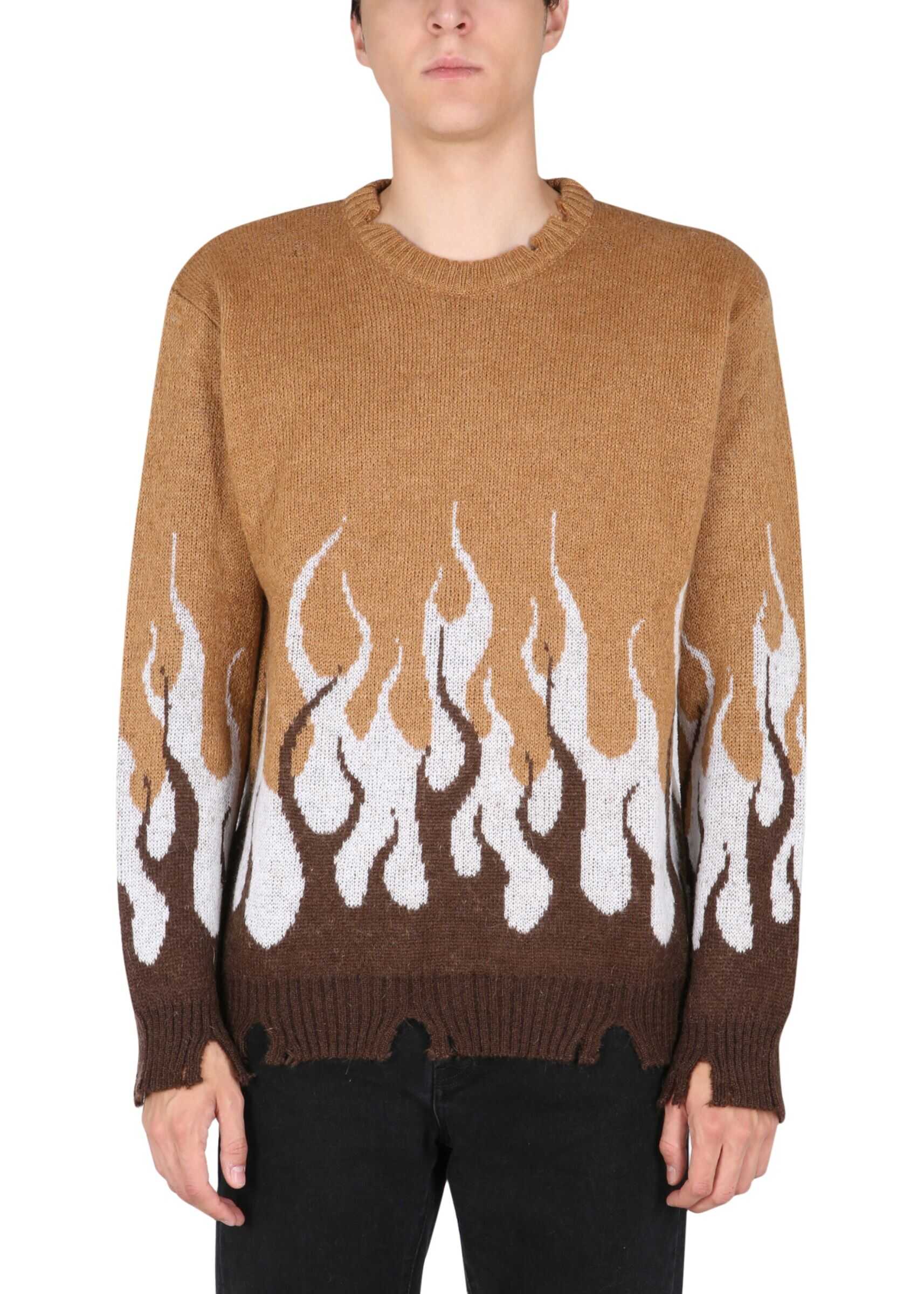 Vision of Super "Double Flame" Sweater VOS/B8DOUBLEBEIGE_BEIGE BEIGE