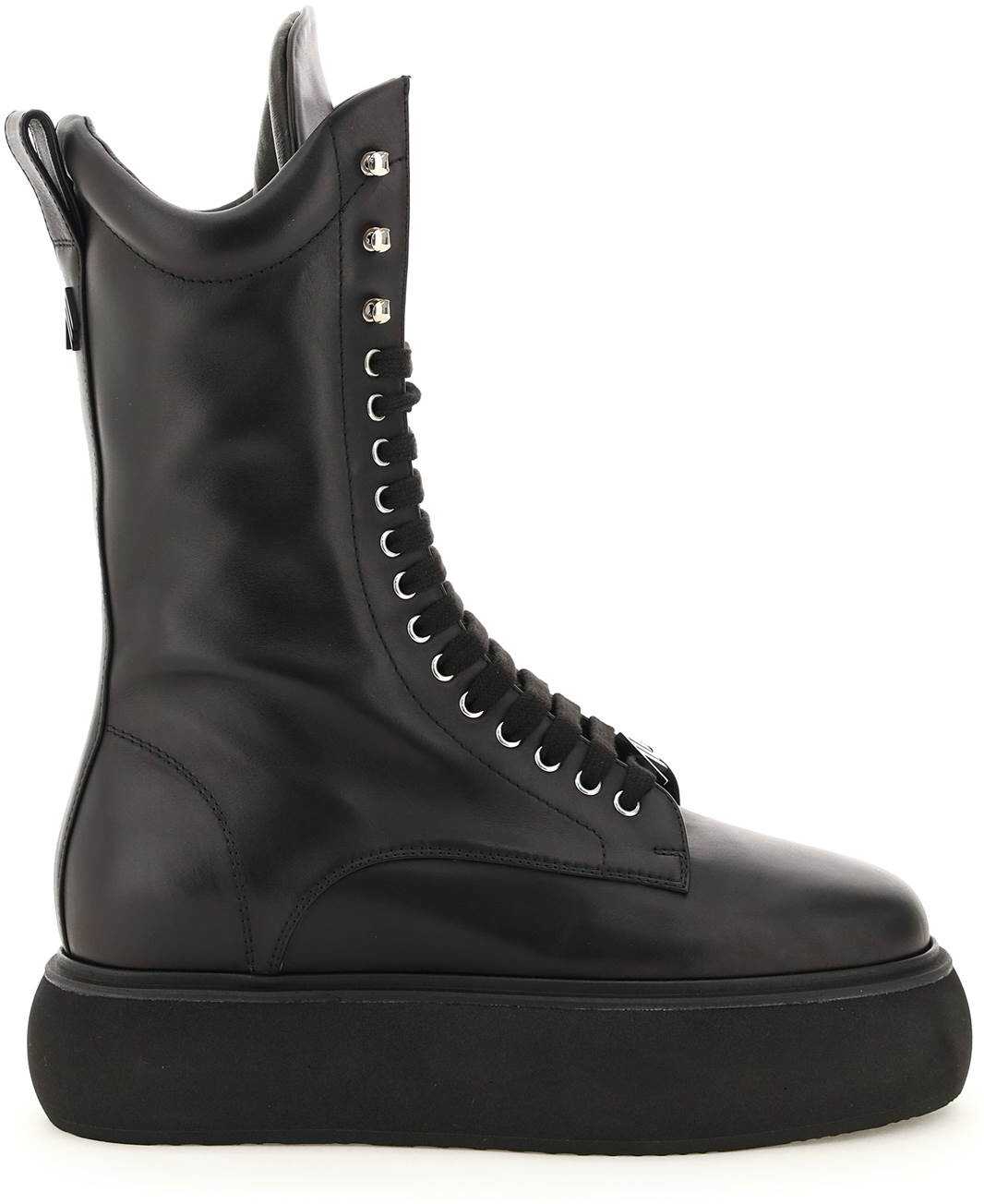 THE ATTICO Selene Leather Flatform Boots 214WS903L019 BLACK