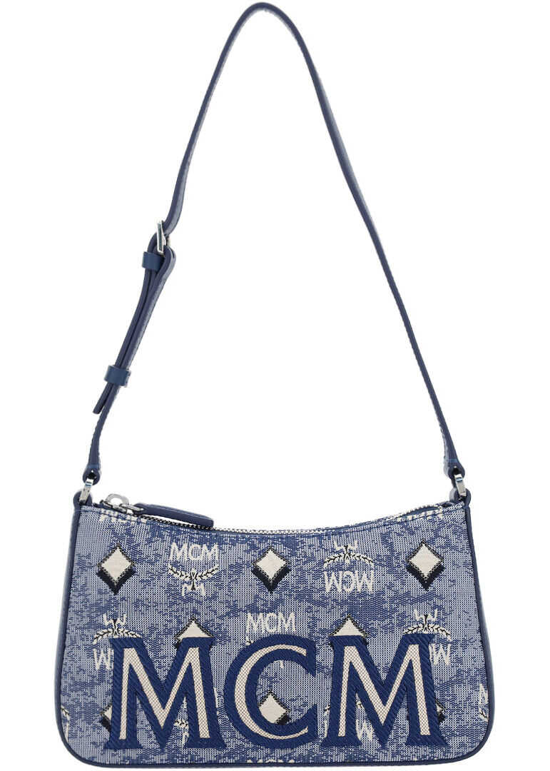 MCM Vintage Jacquard Shoulder Bag MWSBATQ01 BLUE