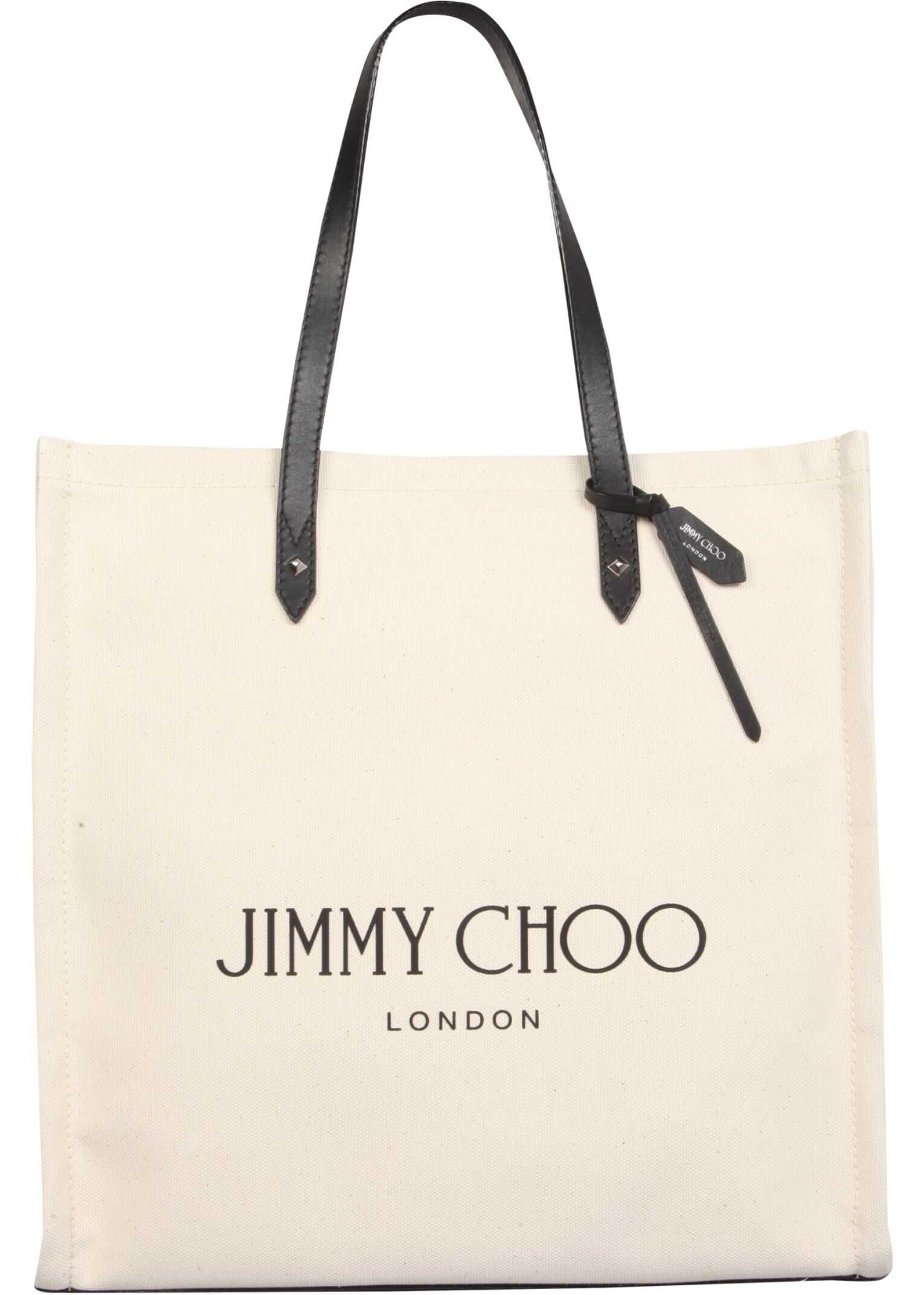 Jimmy Choo Shopping Bag With Logo LOGOTOTE_FFQNATURAL/BLACK NUDE