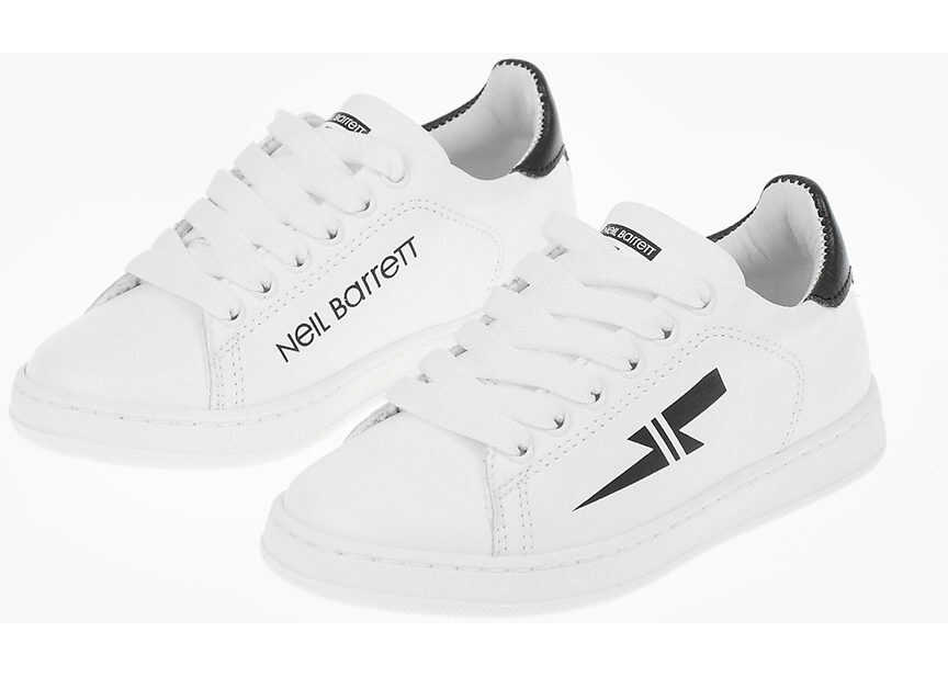 Neil Barrett Leather Thunderbolt Sneakers Black & White