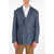 CORNELIANI Silk And Flax Gate Side Vents Peak Lapel Double-Breasted Bla Blue