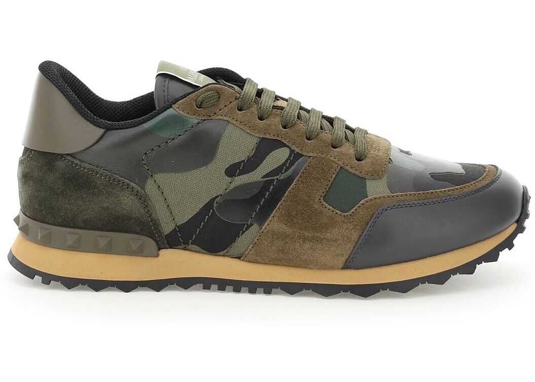 Valentino Garavani Camouflage Rockrunner Sneakers WY2S0723TCC A GREEN BRUSH A GRE OLIVE GRIGIO KAKI BE