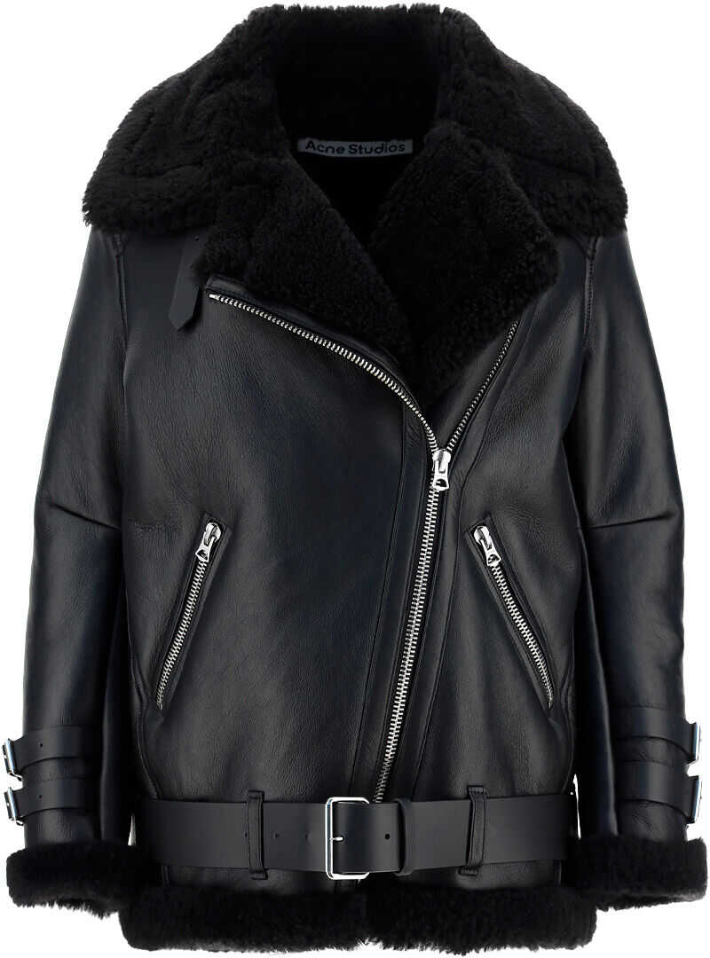 Acne Studios Leather Shearling Jacket A70079 BLACK/BLACK