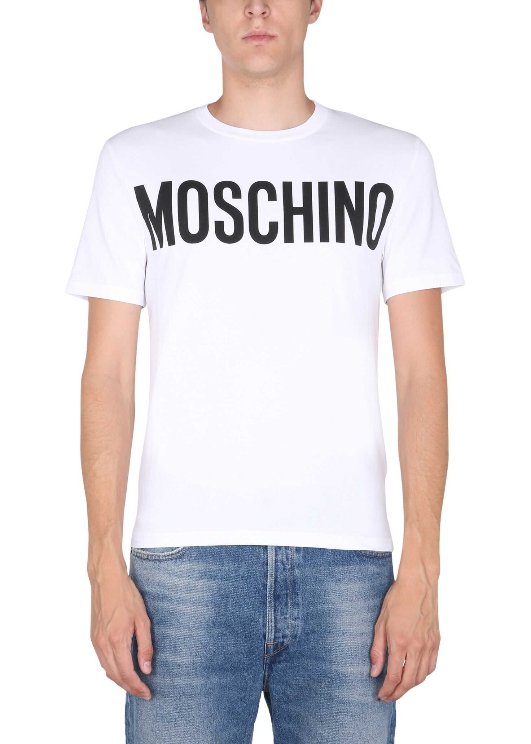 Moschino T-Shirt With Logo Print 07295239_1001 WHITE