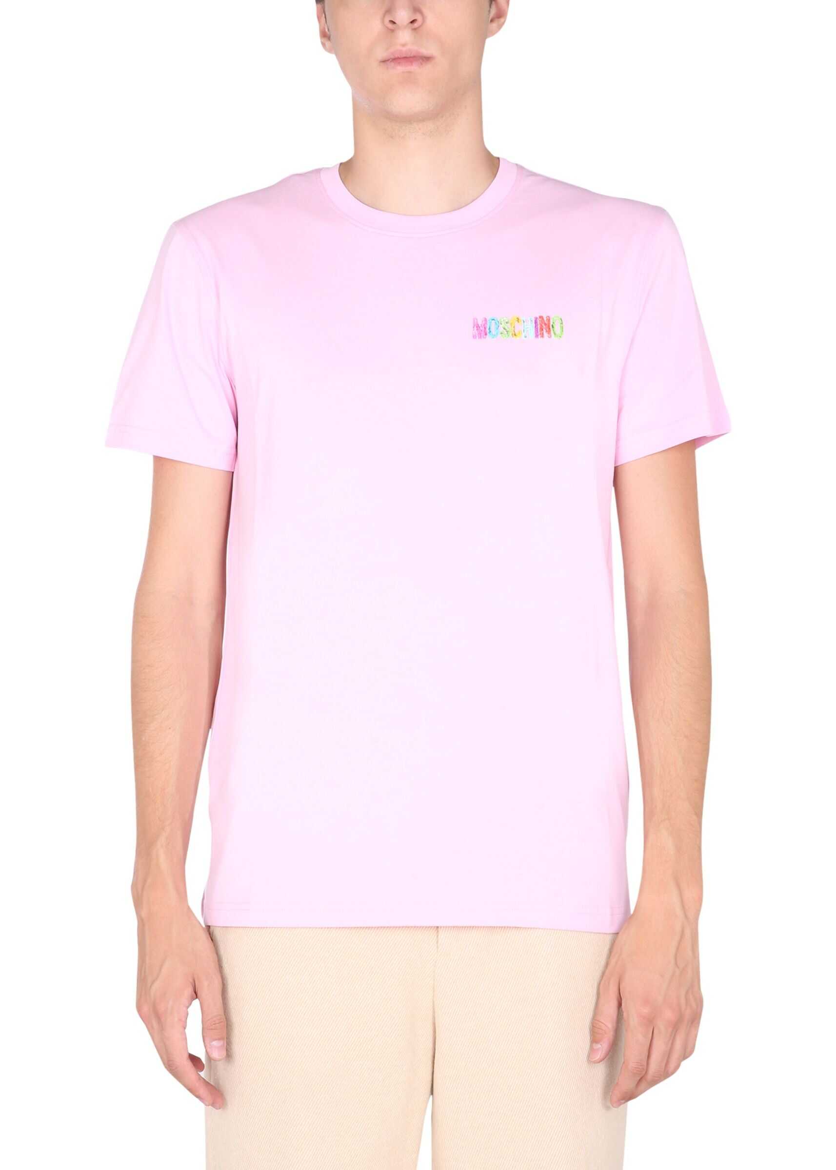 Moschino T-Shirt With Multicolour Logo 07145240_1224 PINK