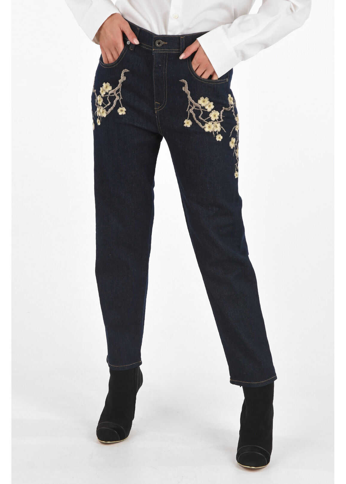 Diesel Black Gold 17Cm Floral Embroidered Type-1799 Jeans Blue