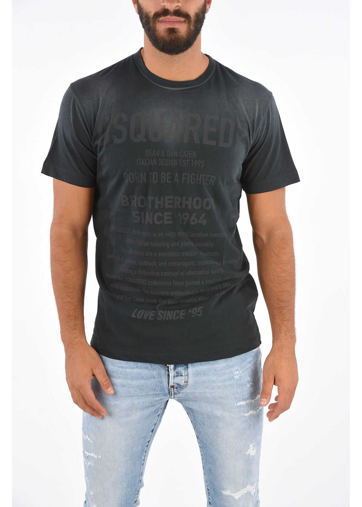 DSQUARED2 Printed Born To Be A Fighter T-Shirt Black