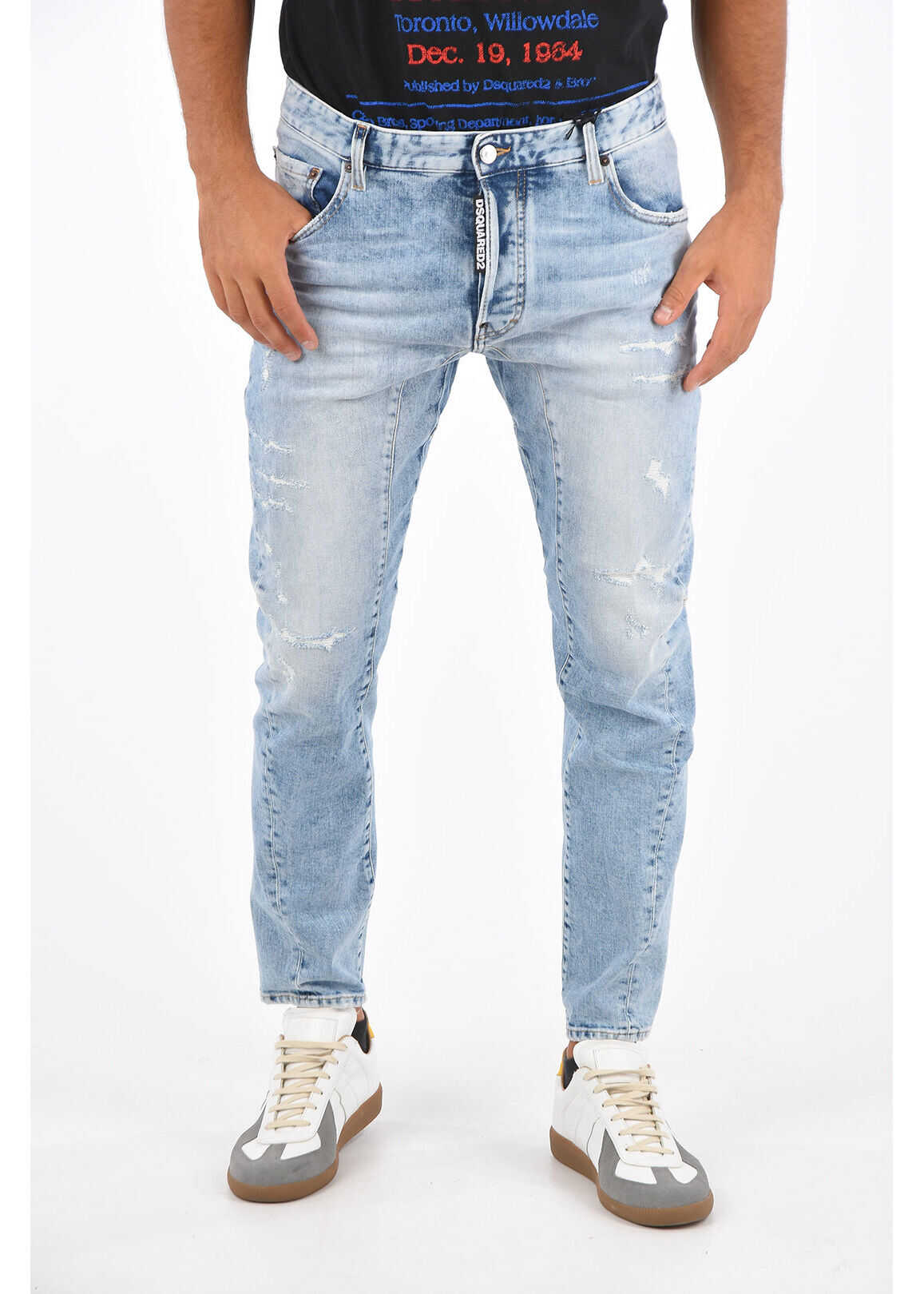 DSQUARED2 Acid Wash 1964 Tidy Biker Jeans Light Blue