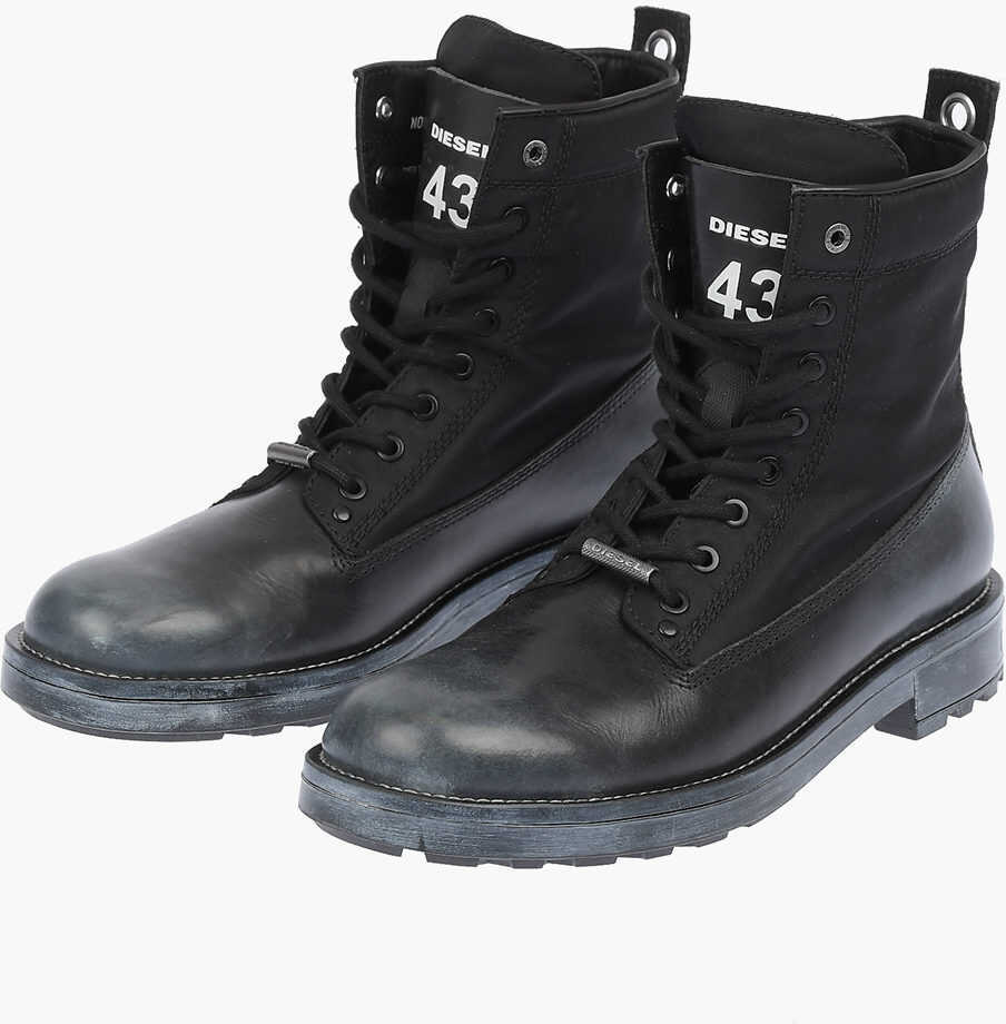 Diesel Fabric And Leather D-Throuper Dbbz Boots Black