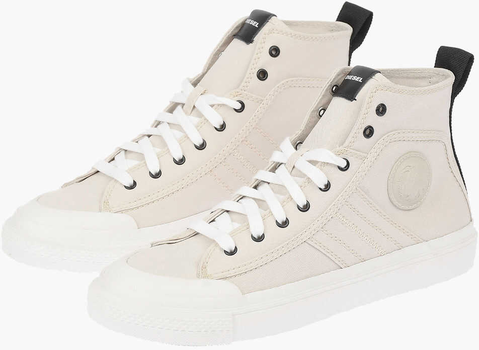 Diesel Canvas S-Astico Mid Lace Sneakers Beige