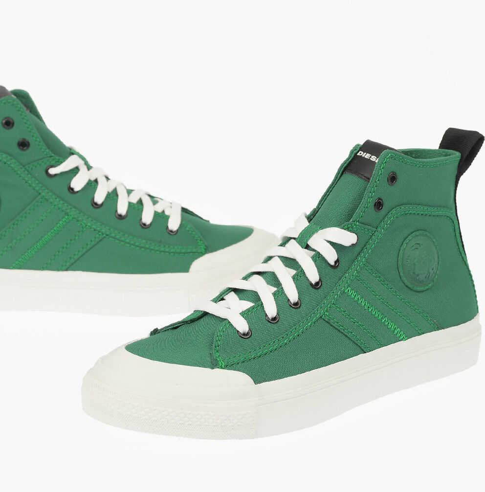 Diesel Canvas S-Astico Mid Lace High Sneakers Green