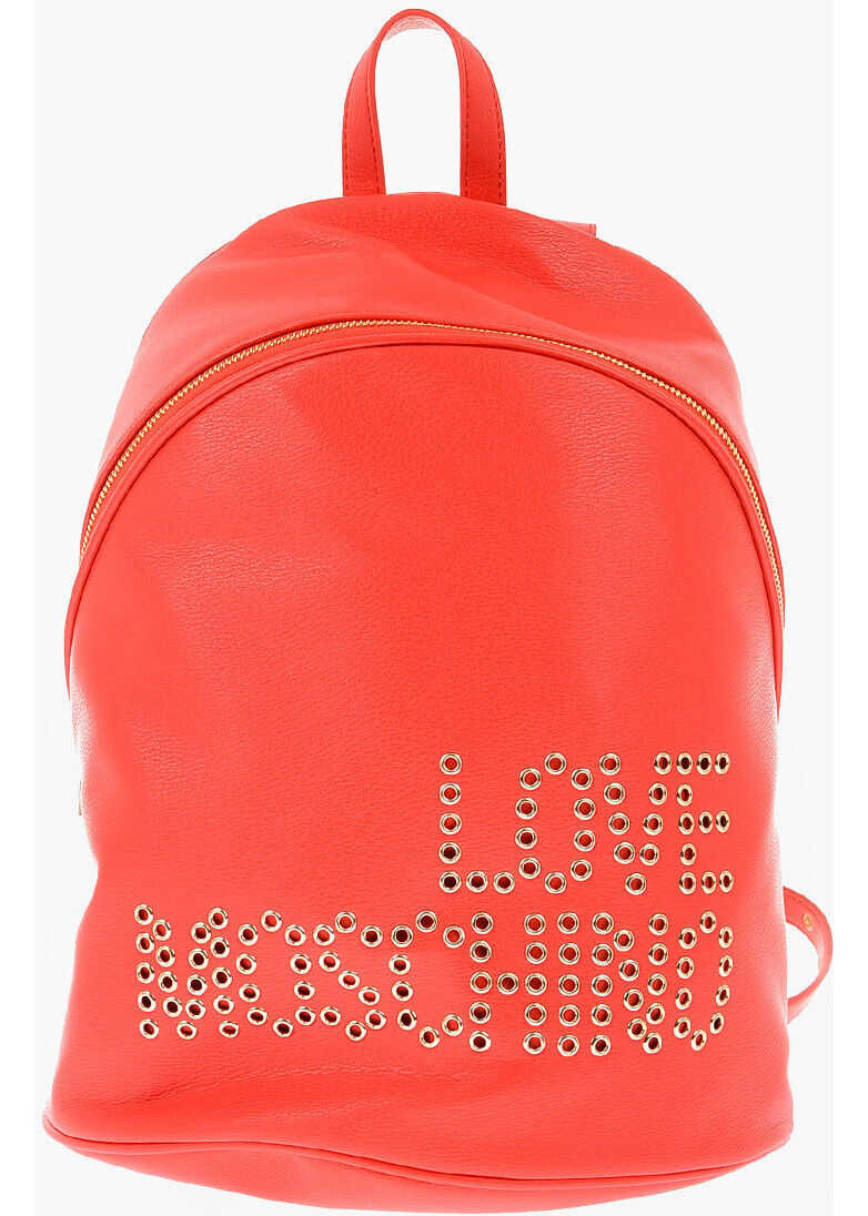 Moschino Love Ecoleather Backpack With Studs Red b-mall.ro