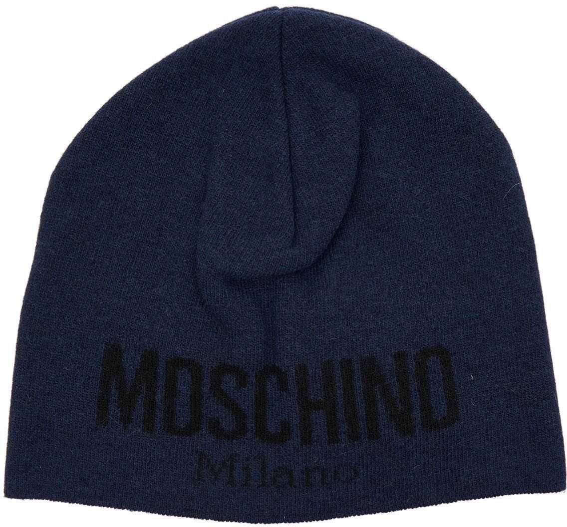 Moschino Beanie with logo writing Blue