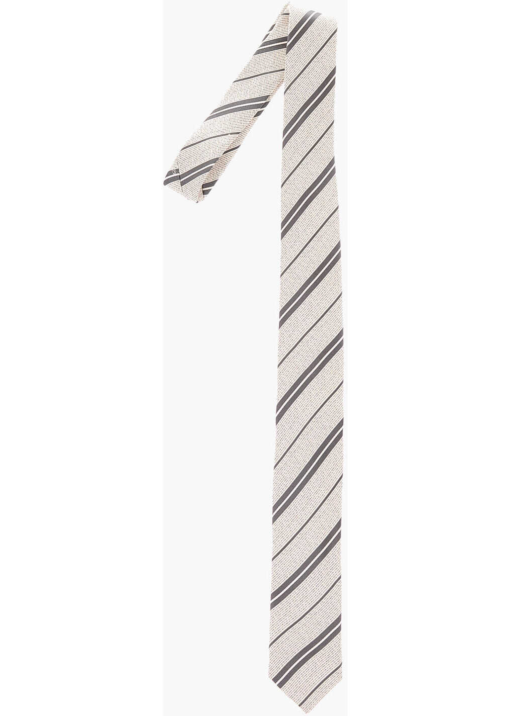 CORNELIANI Cc Collection Silk Regimental Striped Tie White