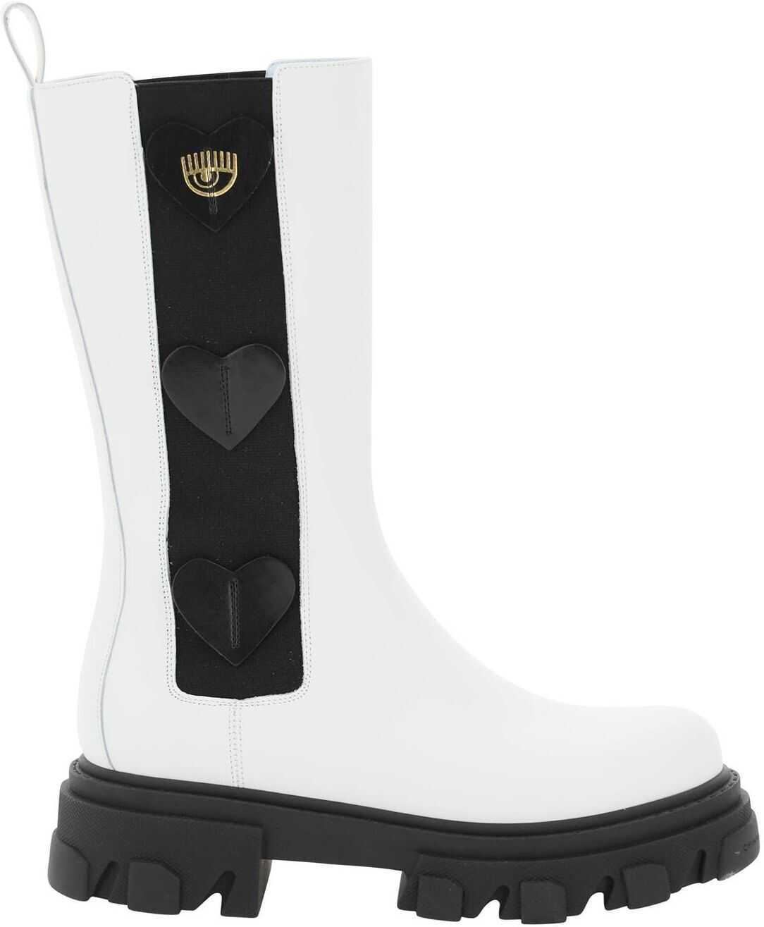 Chiara Ferragni Hearts Combat Boots WHITE b-mall.ro
