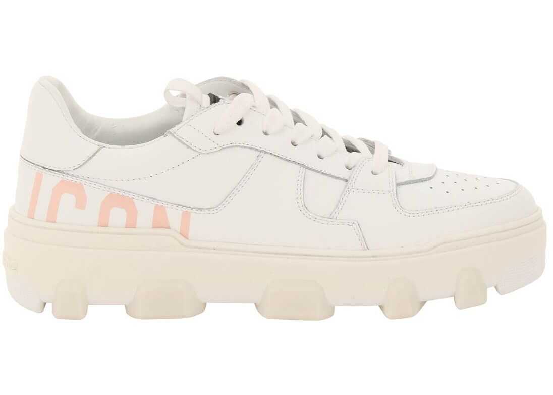 DSQUARED2 Basket Icon Low-Top Sneakers WHITE PINK