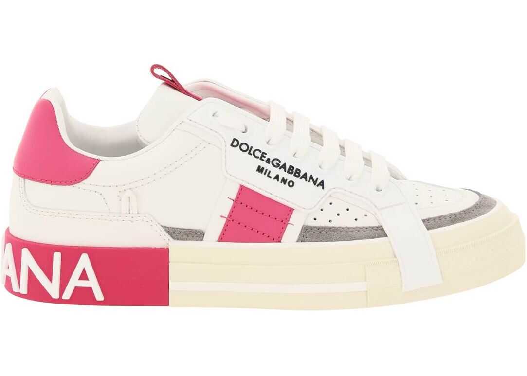 Dolce & Gabbana Custom 2.Zero Leather Sneakers CK1863 AO838 GRIGIO FUXIA