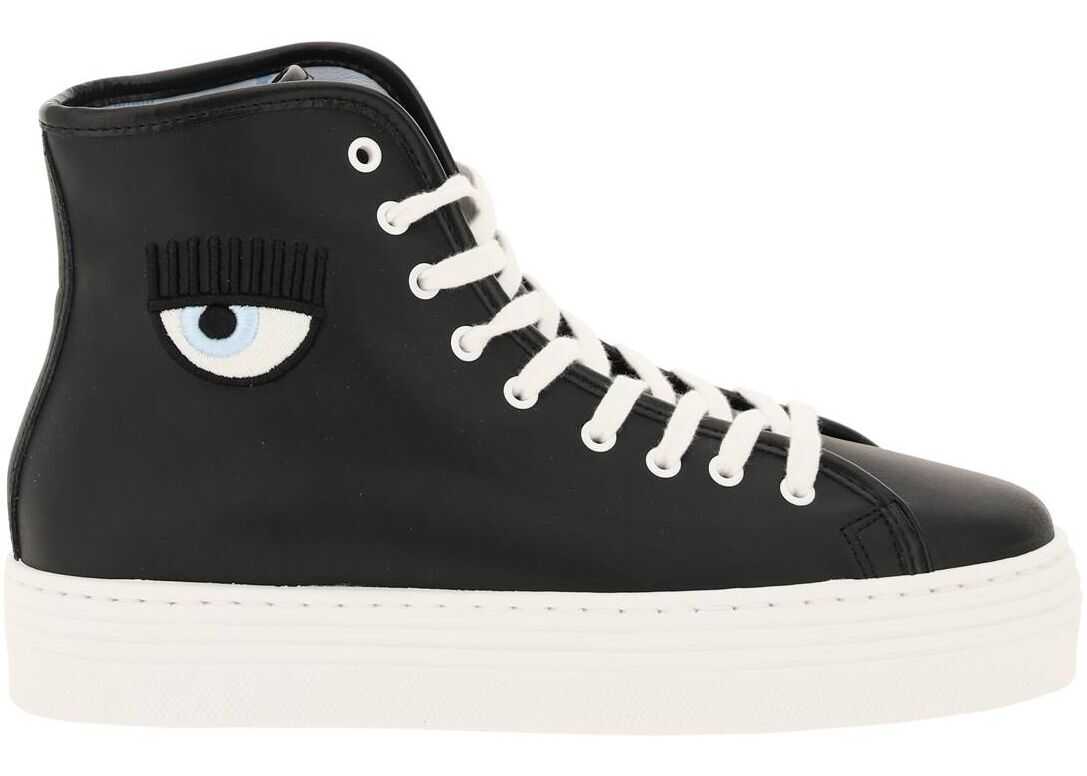 Chiara Ferragni High Leather Sneakers CF2847 BLACK