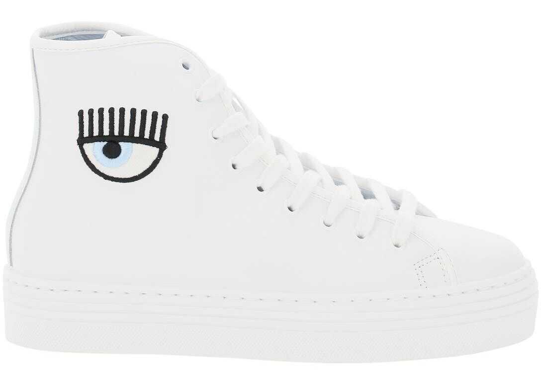 Chiara Ferragni High Leather Sneakers CF2847 WHITE