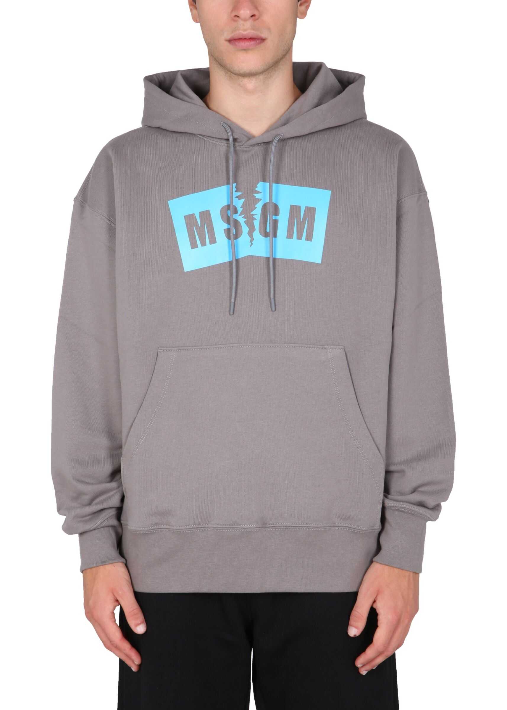 MSGM Ripped Version Cotton Sweatshirt With Logo Box 3140MM106_21759992 GREY