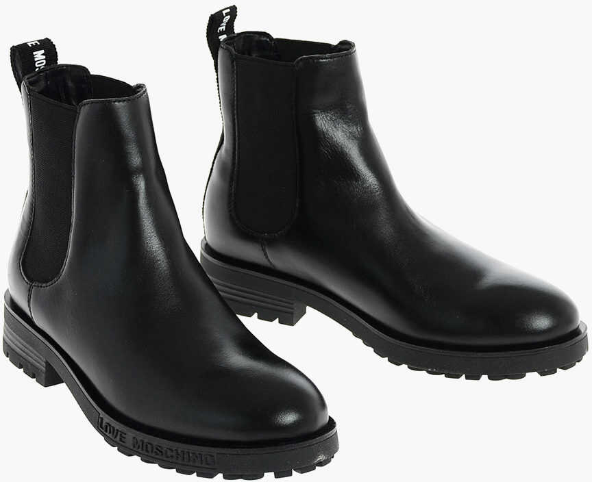 Moschino Love Leather Chelsea Ankle Boot Black b-mall.ro